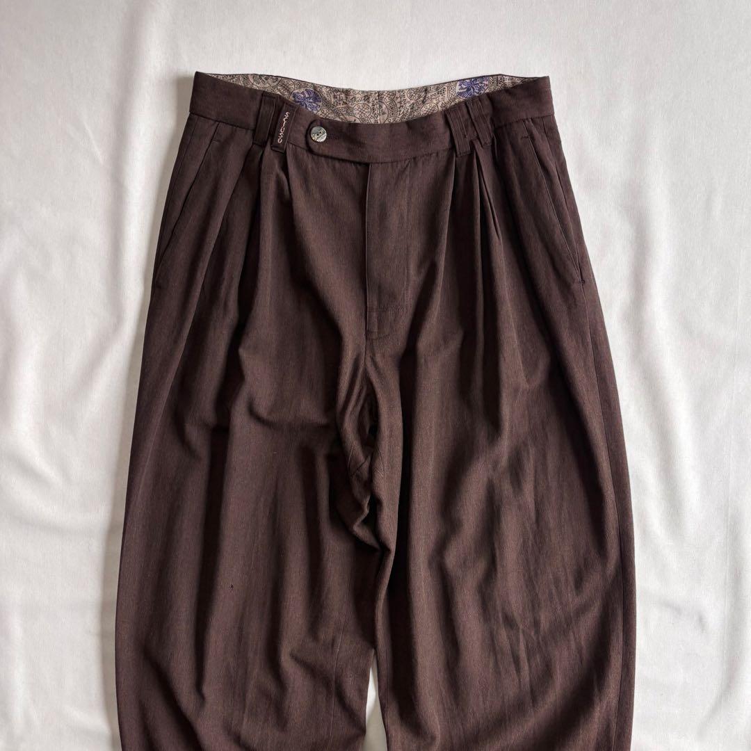 パンツ 90s EURO label 4-tuck cotton wide slacks
