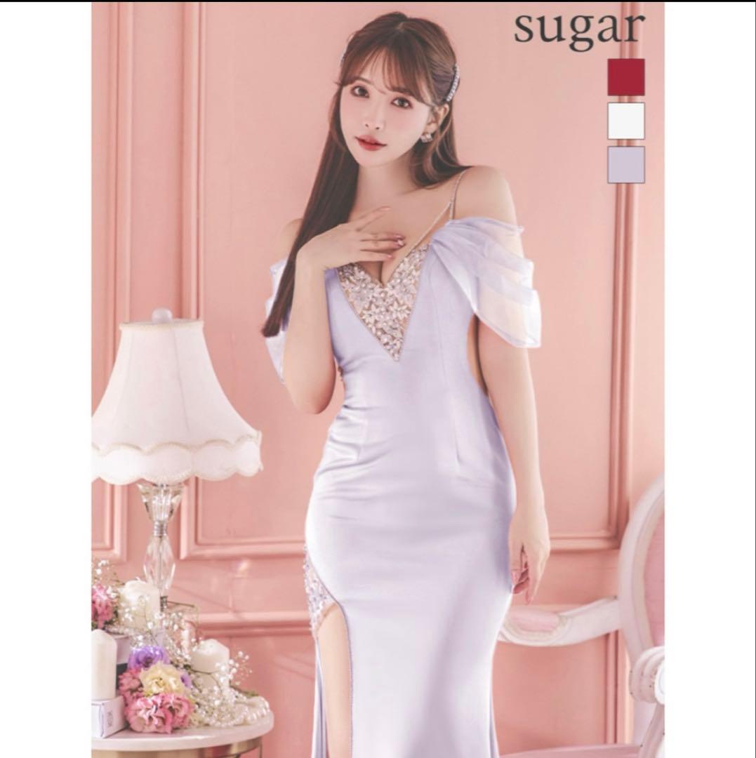 ラベンダー オフショルダードレス Mサイズ