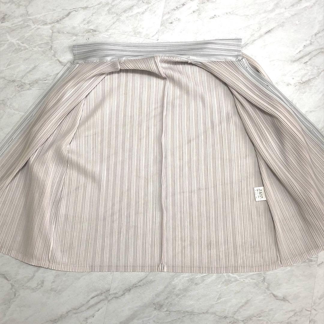 プリーツプリーズ 長袖シャツ 襟付き ボタンダウン Lサイズ バイカラー