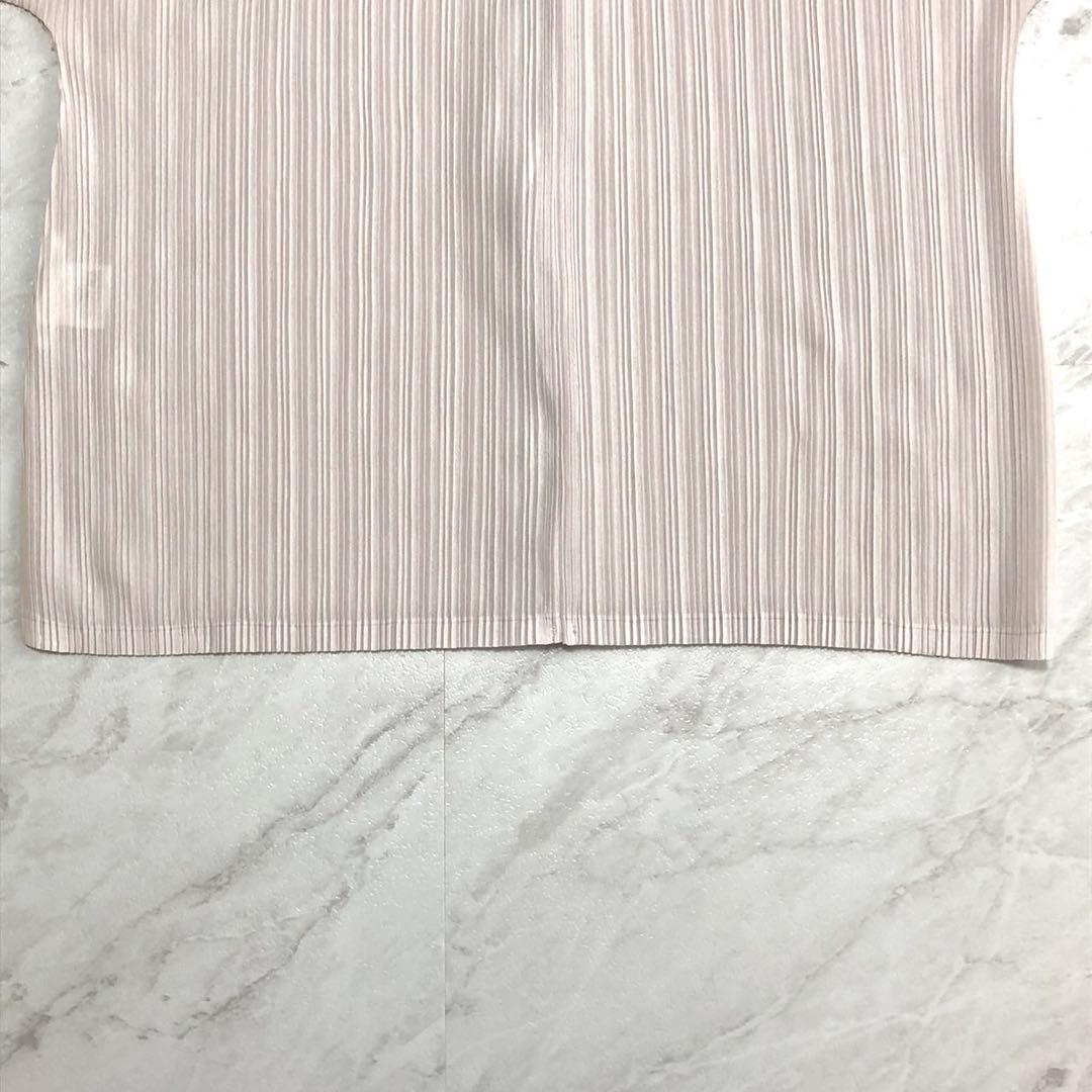 プリーツプリーズ 長袖シャツ 襟付き ボタンダウン Lサイズ バイカラー