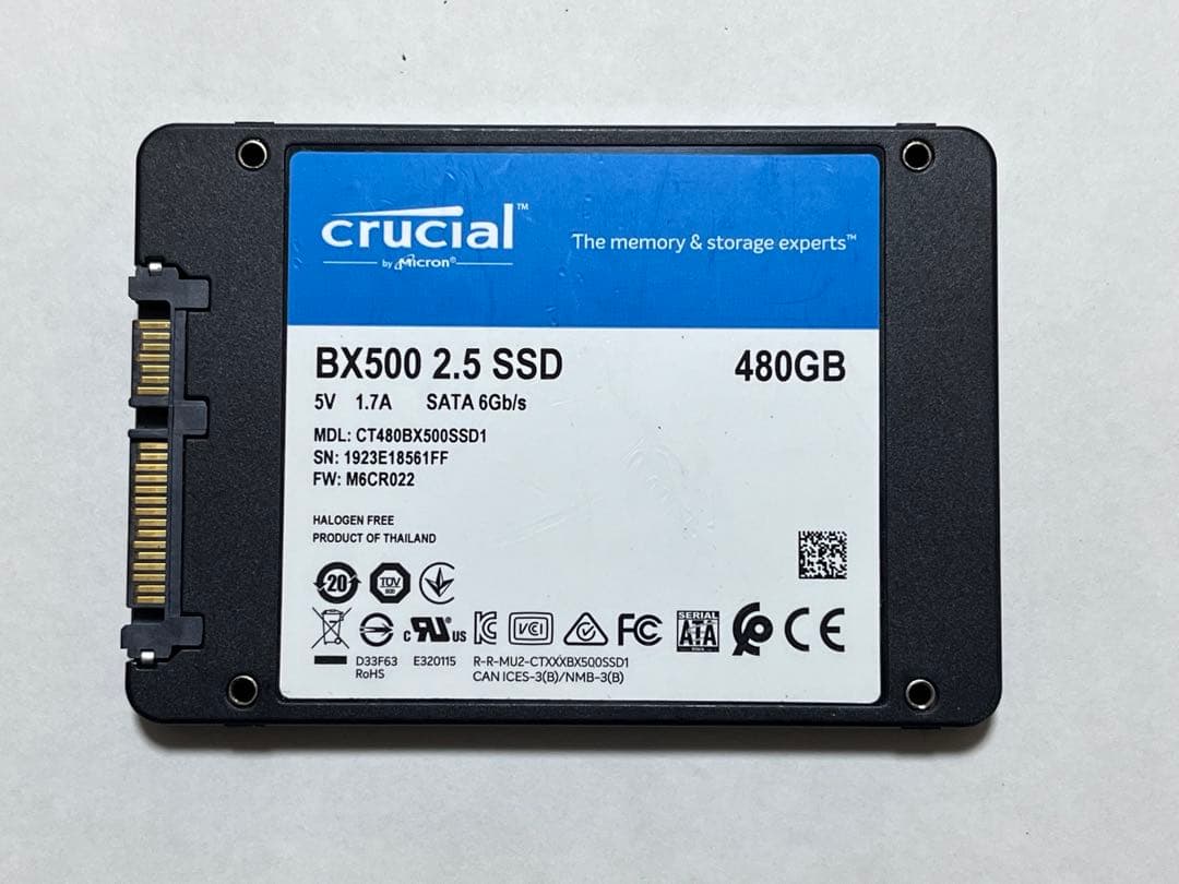 Crucial BX500 480GB 2.5インチSSD