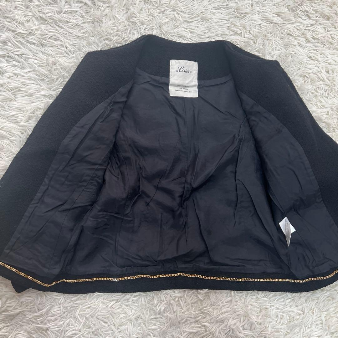 Lisiere ノーカラージャケット 金ボタン ツイードジャケット M