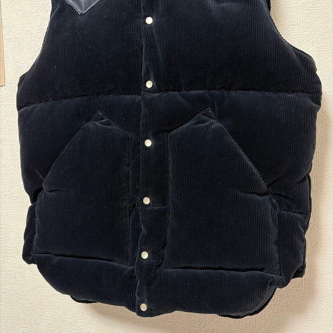 r*u様 ロッキーマウンテン　ダウンベスト　ネイビー　コーデュロイ　ヨークレザー