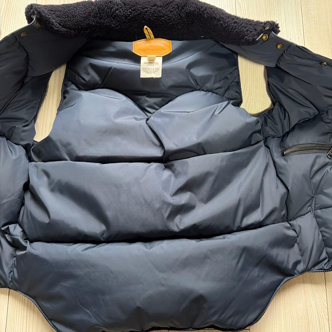 r*u様 ロッキーマウンテン　ダウンベスト　ネイビー　コーデュロイ　ヨークレザー