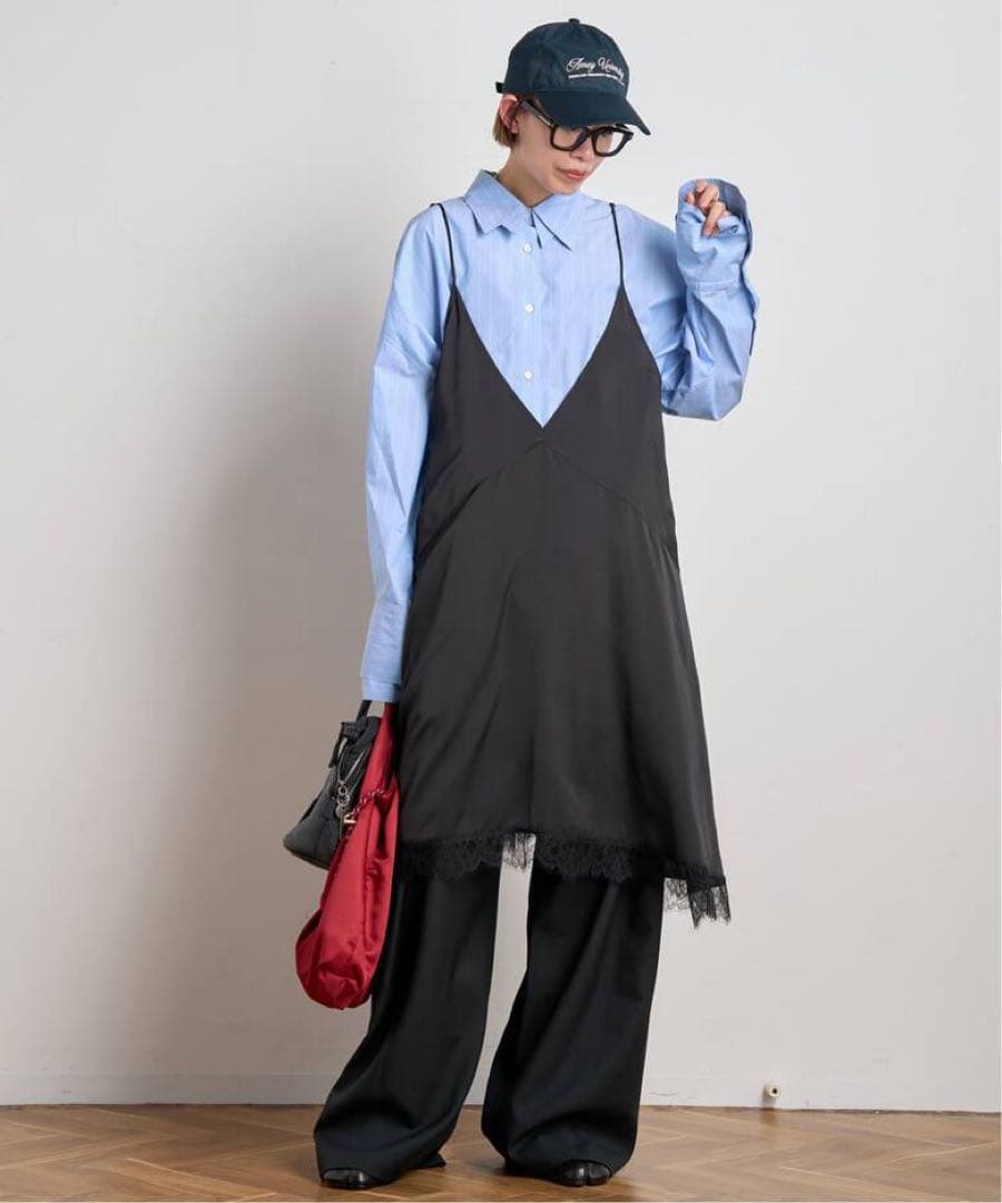 ［完売品］APSTUDIO NEWレースキャミドッキングワンピース　ブラック