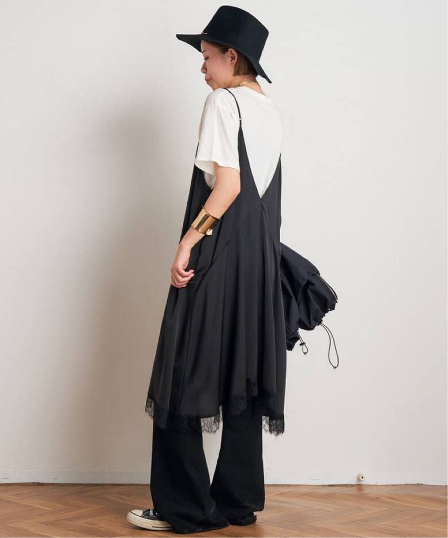 ［完売品］APSTUDIO NEWレースキャミドッキングワンピース　ブラック