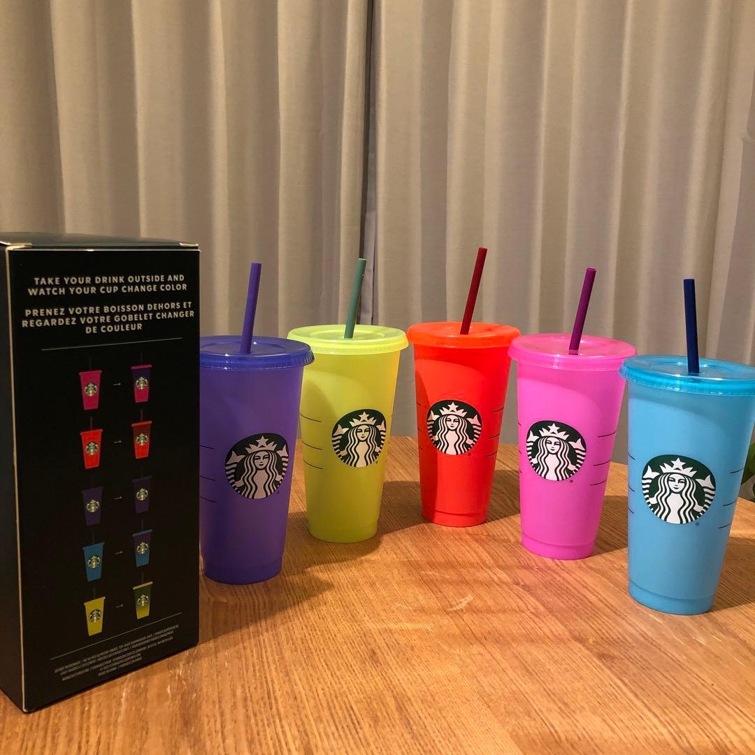 【5個】カラーチェンジング リユーザブル コールドカップ709ml