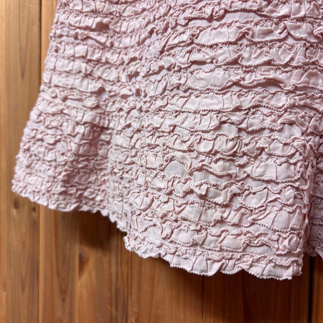 美品＊PINKHOUSE ピンクハウス　総ピコフリル　ローンチュニック　ピンク