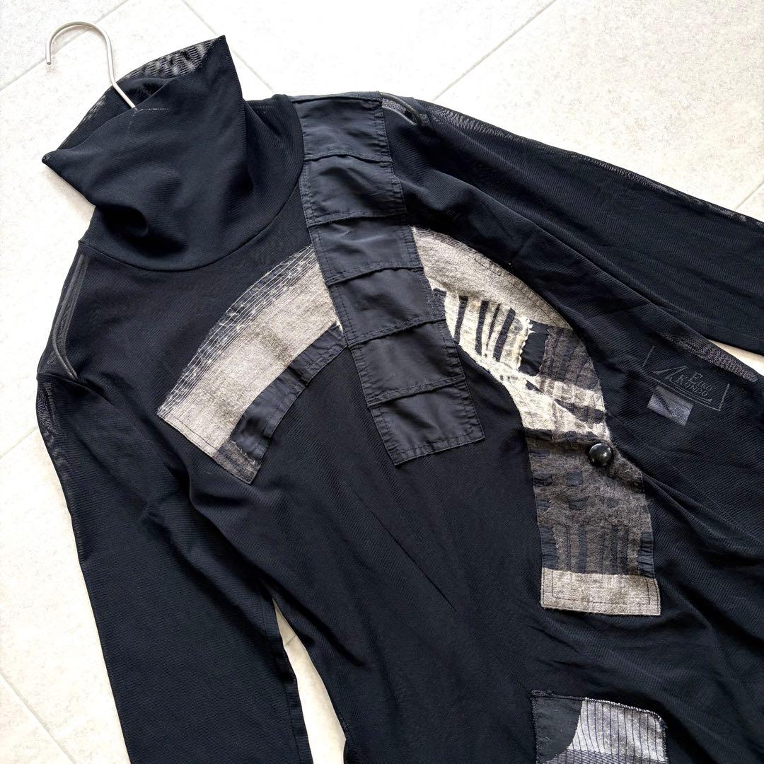 エイココンドウ パワーネット シアー パッチワーク ワンピース チュニック 変形