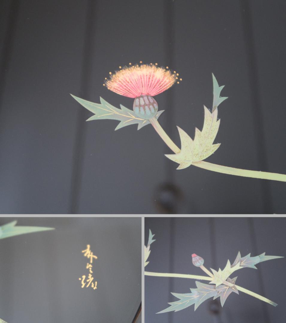 【輪島塗】卓上膳 名匠五作家 絵替蒔絵 十三寸 天然木 五客揃 半月盆 共箱