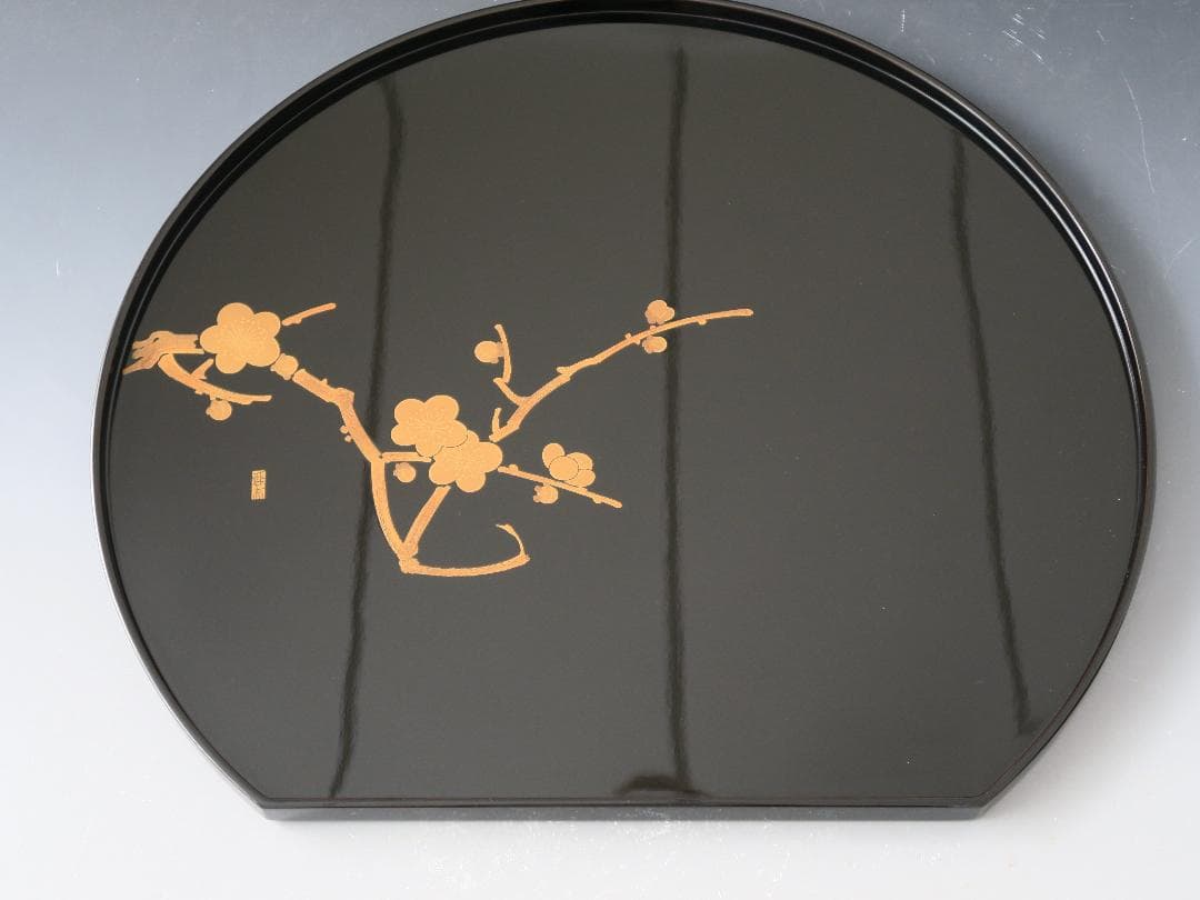 【輪島塗】卓上膳 名匠五作家 絵替蒔絵 十三寸 天然木 五客揃 半月盆 共箱