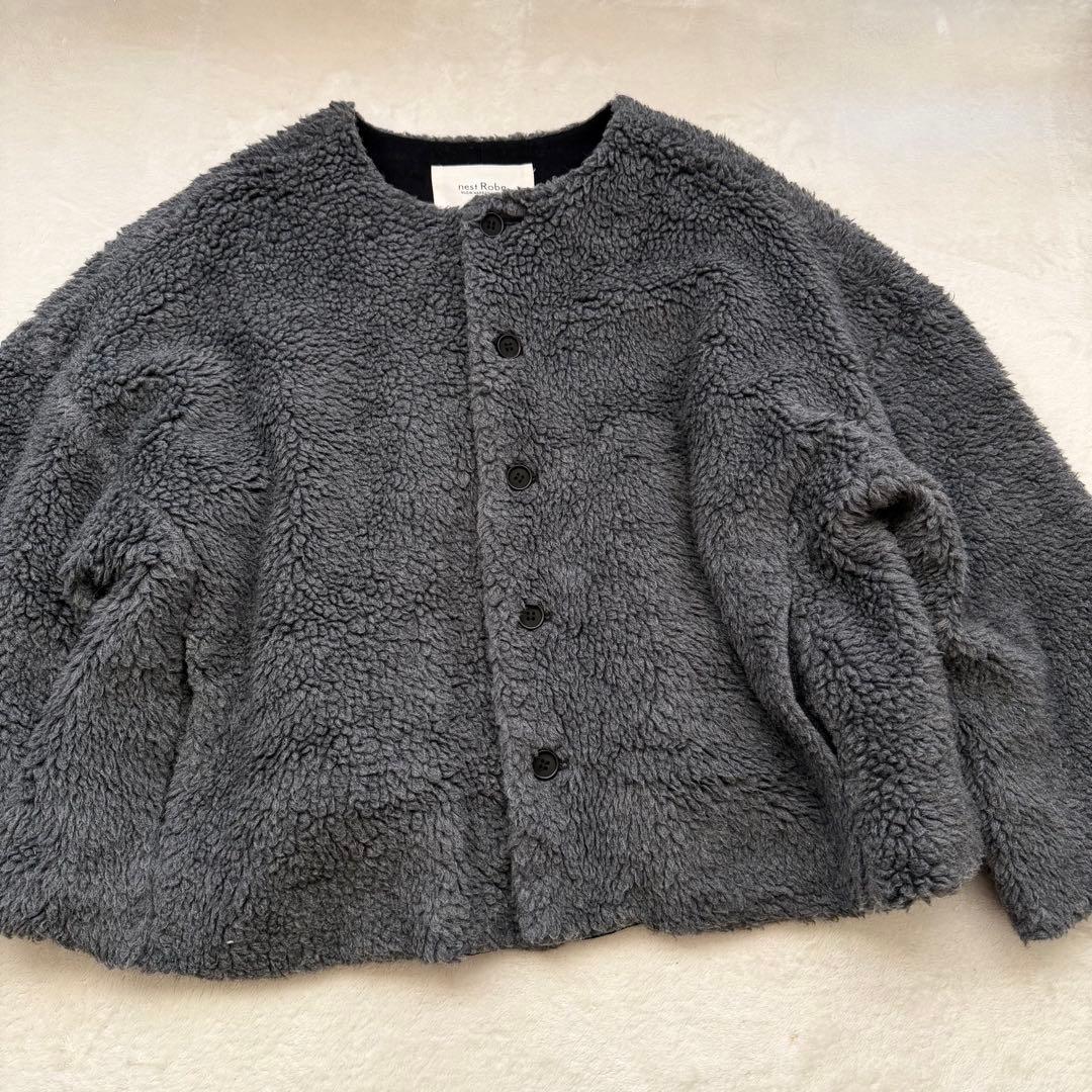 ネストローブ nest robe ウールボアノーカラージャケット