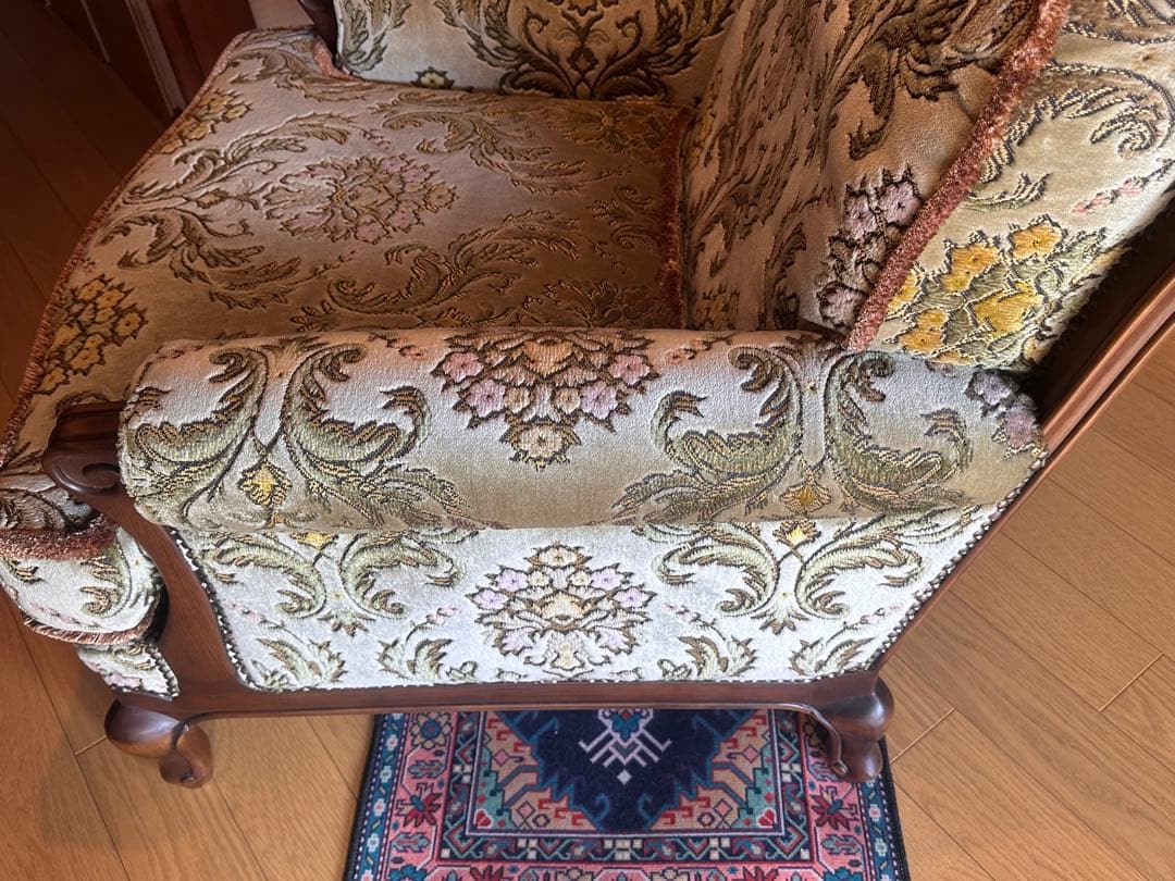 【美品】カリモク シングルソファ インテリア アンティーク 猫脚 1人掛け 椅子