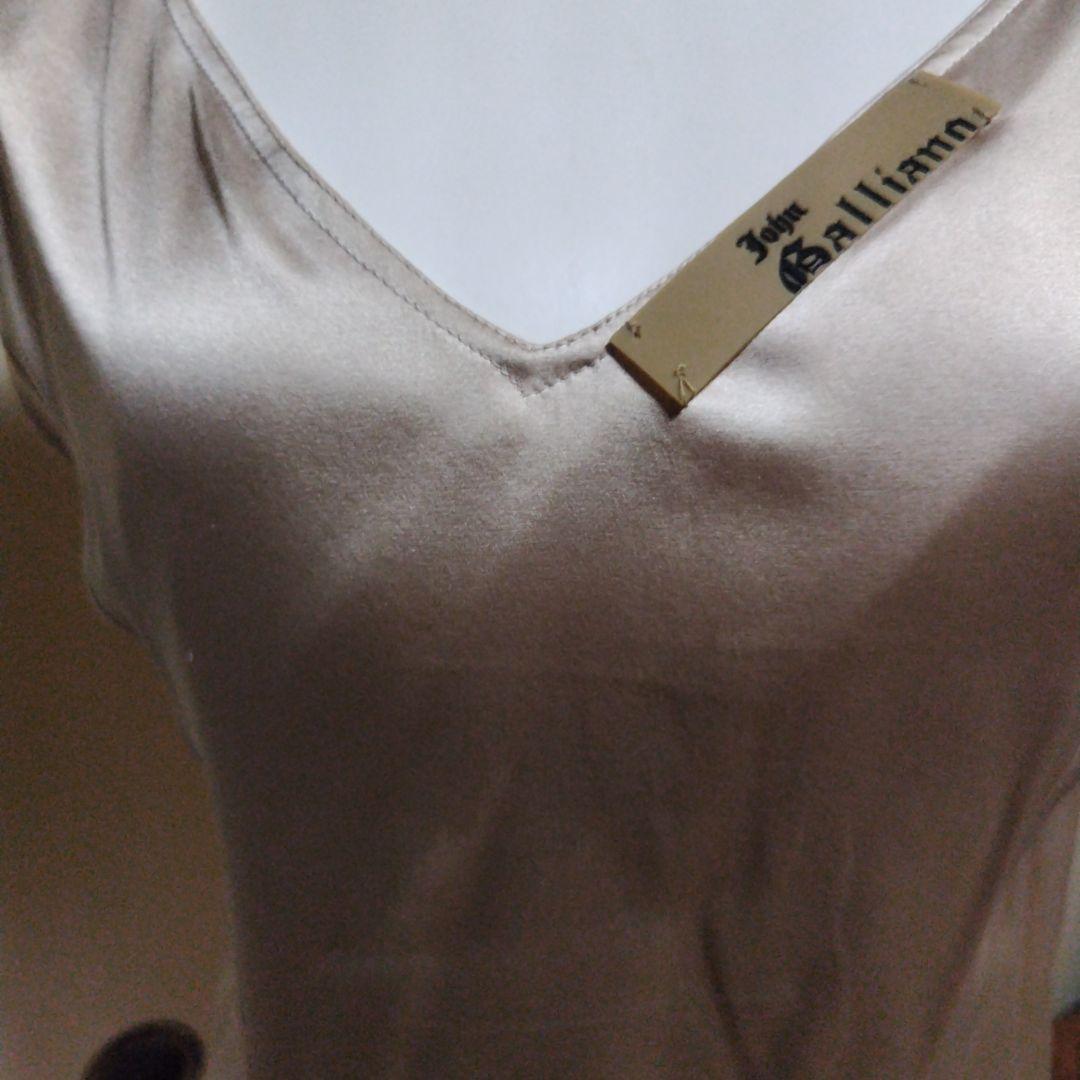 galliano ベージュ ドレープタイトドレス