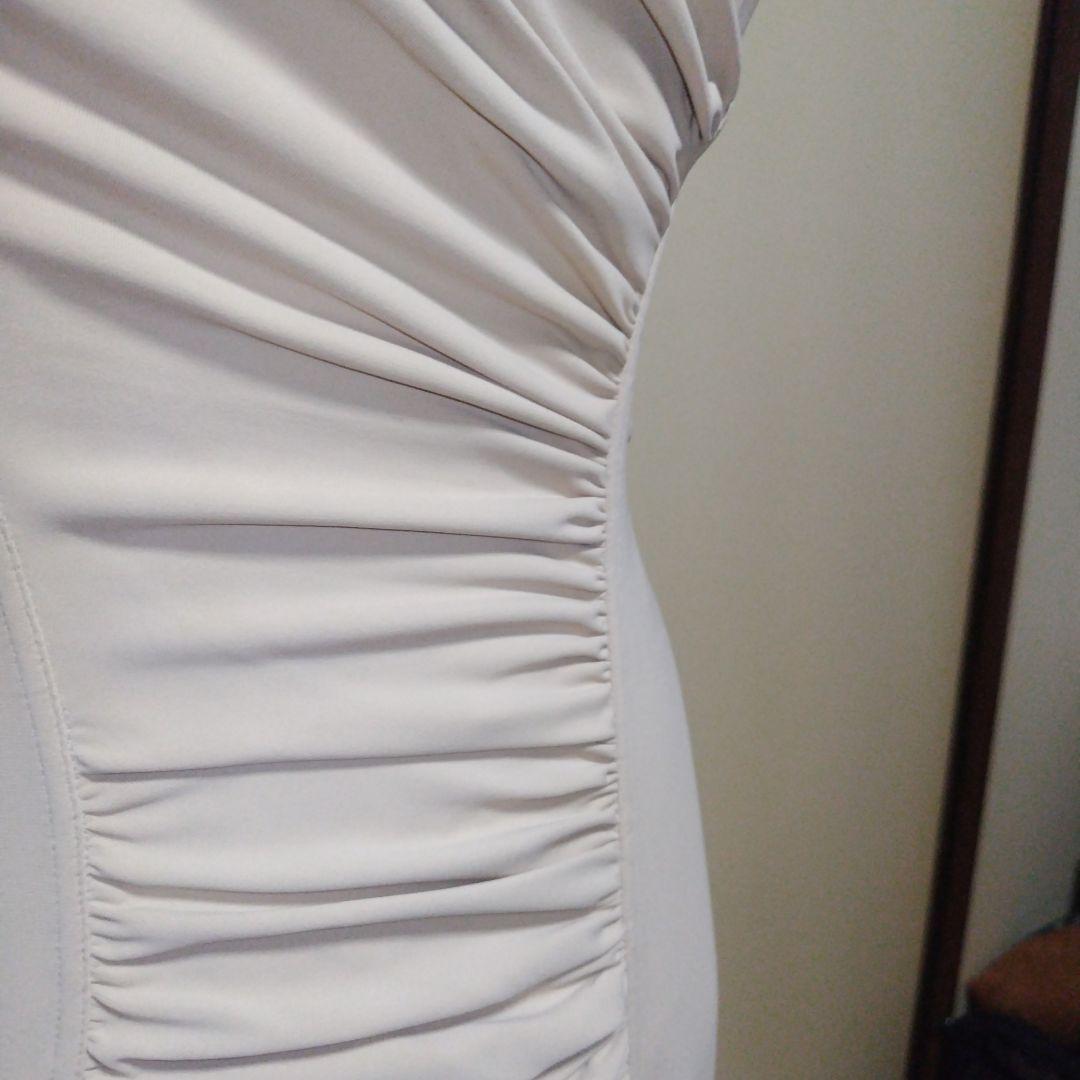 galliano ベージュ ドレープタイトドレス