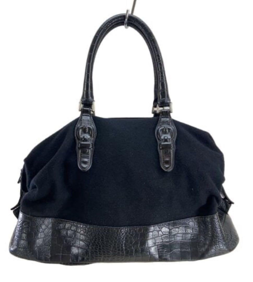 ミハラヤスヒロ　ボストン　バッグ　ハンドバッグ　ブラック　レザー　クロコ　異素材