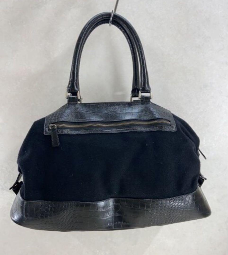 ミハラヤスヒロ　ボストン　バッグ　ハンドバッグ　ブラック　レザー　クロコ　異素材