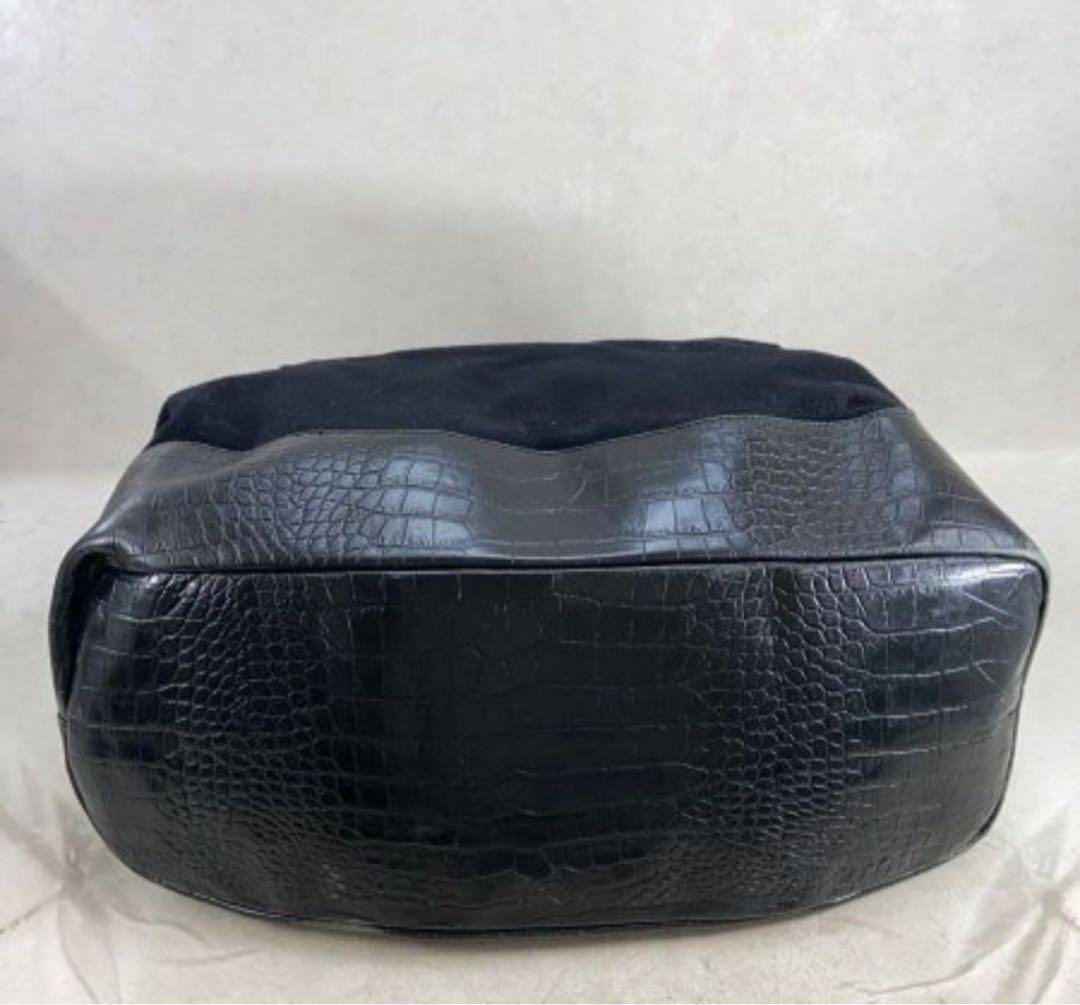 ミハラヤスヒロ　ボストン　バッグ　ハンドバッグ　ブラック　レザー　クロコ　異素材