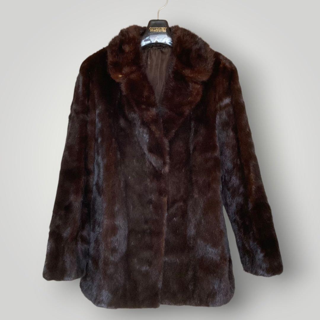 SAGA MINK　銀サガ ダークミンク　ファーコート ハーフコート　13　濃茶