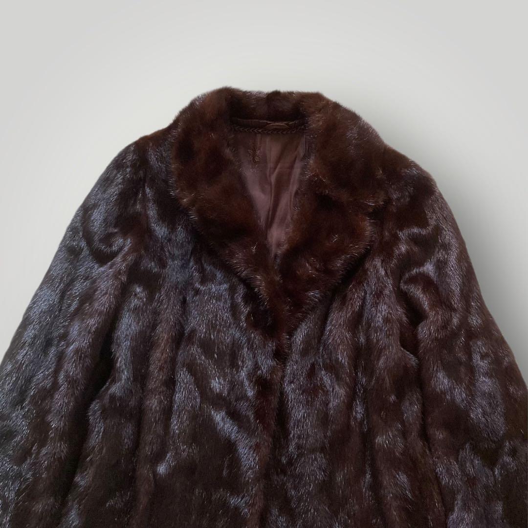 SAGA MINK　銀サガ ダークミンク　ファーコート ハーフコート　13　濃茶