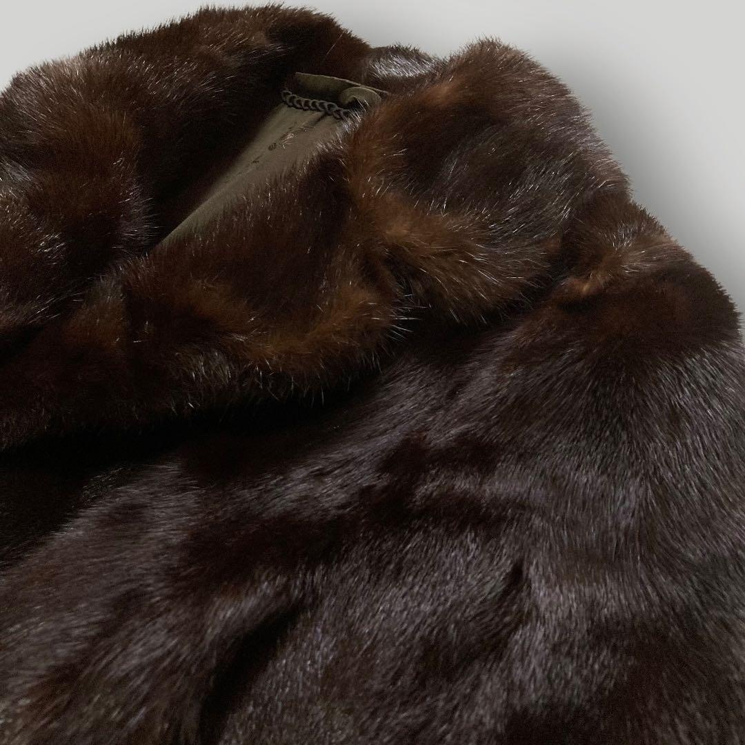 SAGA MINK　銀サガ ダークミンク　ファーコート ハーフコート　13　濃茶