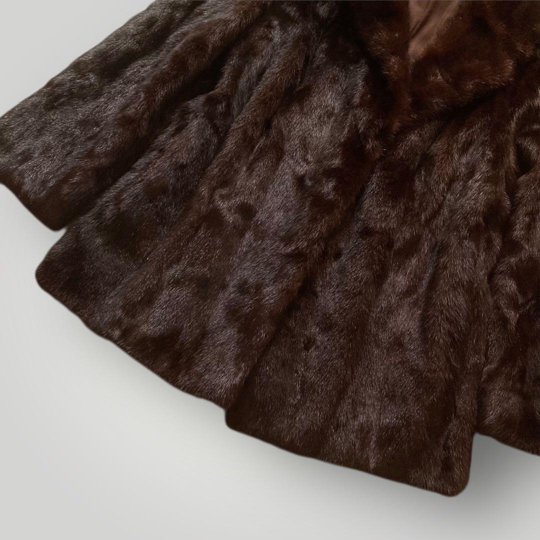 SAGA MINK　銀サガ ダークミンク　ファーコート ハーフコート　13　濃茶