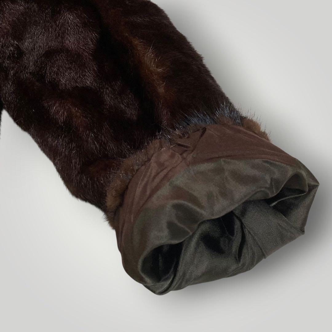 SAGA MINK　銀サガ ダークミンク　ファーコート ハーフコート　13　濃茶