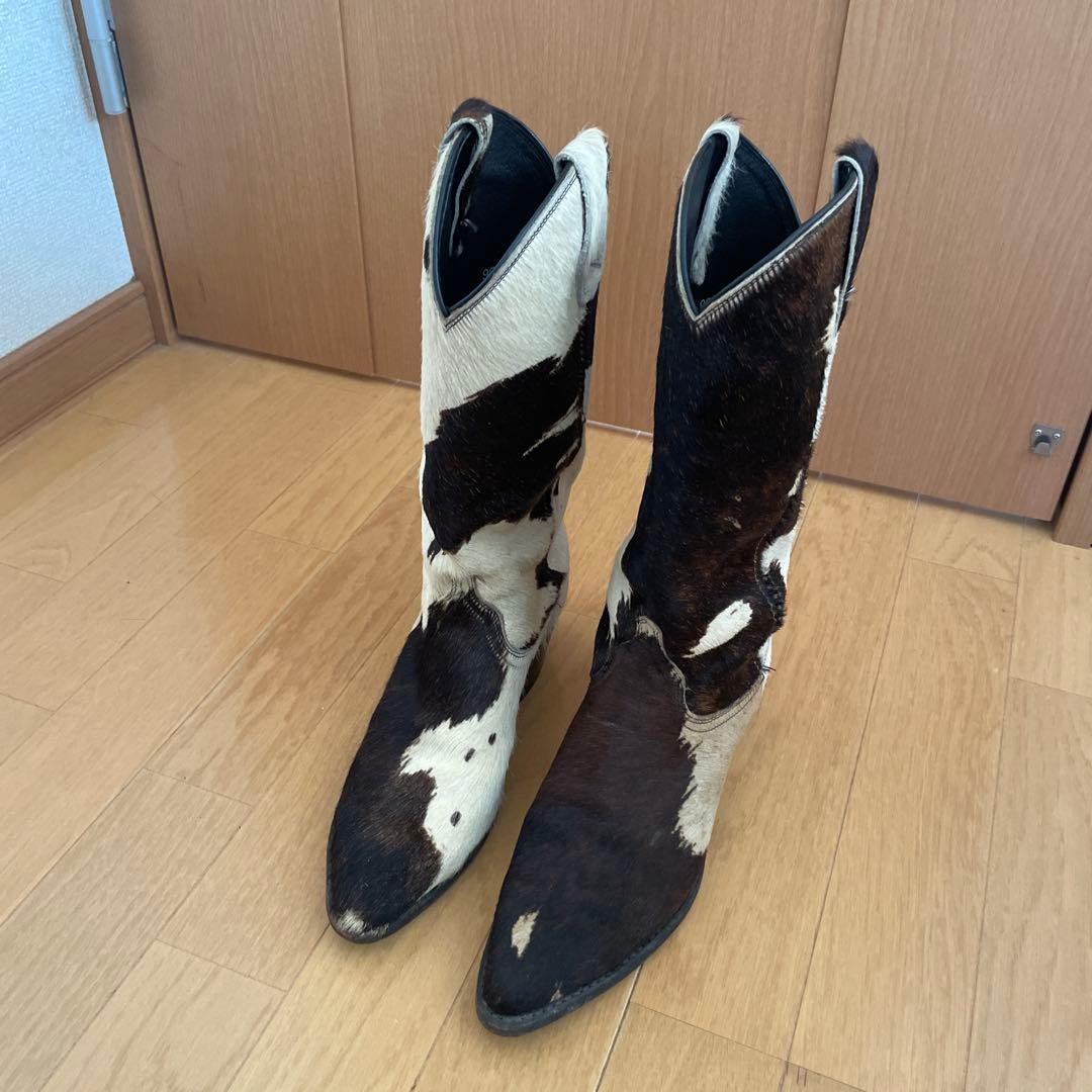 ウエスタンブーツ 牛革 ブラウンホワイト