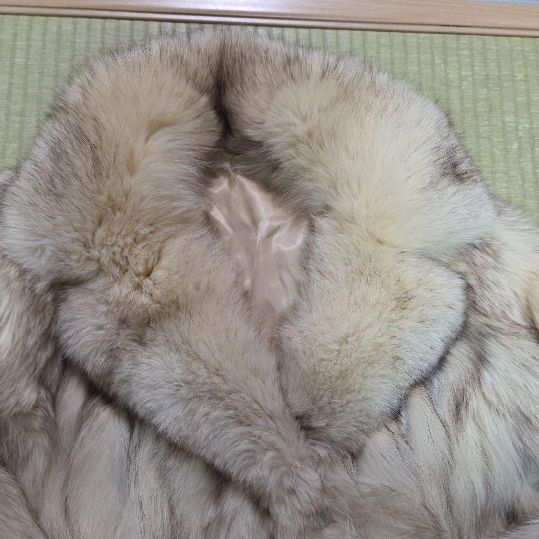 ブルーフォクス コート 肉厚 女優襟 フォクスファー ホワイトフォクス サイズM