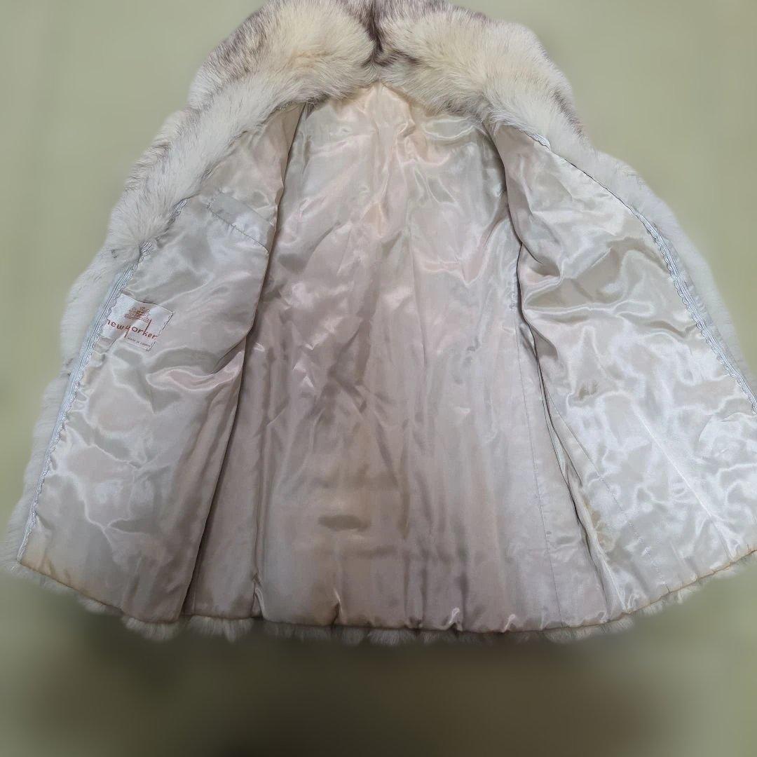 ブルーフォクス コート 肉厚 女優襟 フォクスファー ホワイトフォクス サイズM