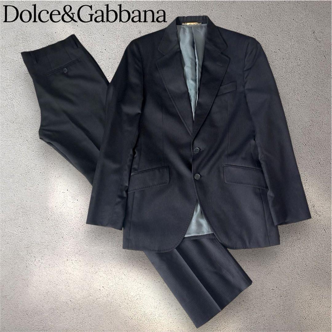 【美品】 最高級 ドルチェ＆ガッバーナ SICILIA ストライプ スーツ 黒