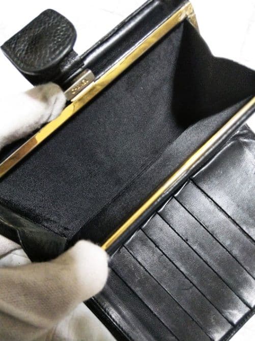 【綺麗】シャネル キャビア ココマークガマ口 長財布