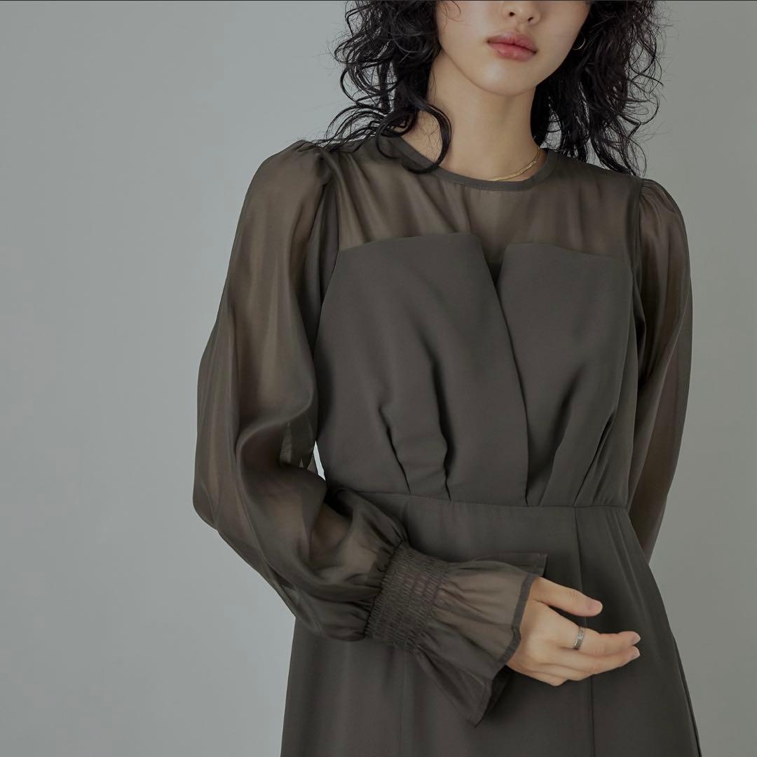 niana 二アナ　ビスチェ風　ボリュームスリーブシフォンドレス　結婚式　大きい