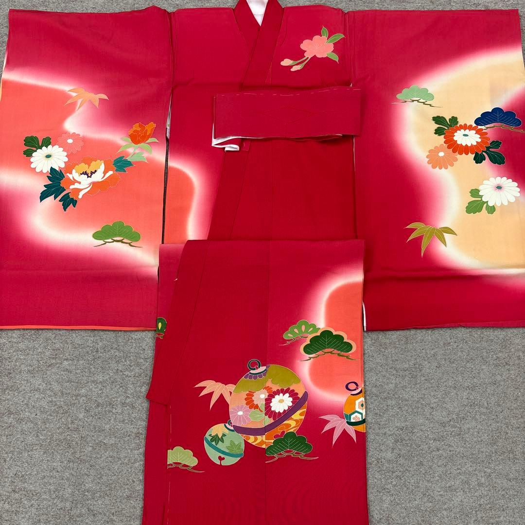 新品☆最高級正絹産着（祝着）特選京友禅手描き美術特選染古典豪華花鼓鴛鴦四季花鈴文