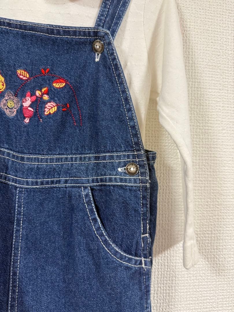 プーさん　ベビーロンパース　オーバーオール　ヴィンテージ　古着　24M