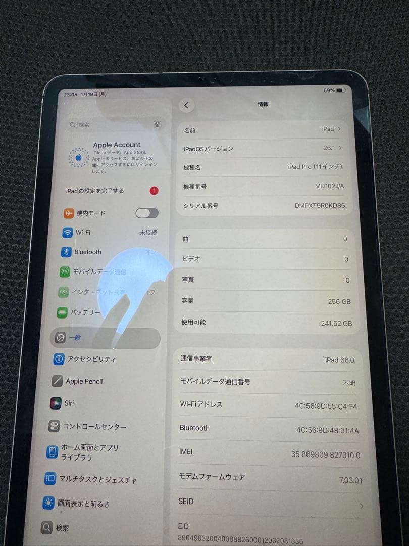 Apple iPad Pro 11インチ (第1世代) 256GB SIMフリー