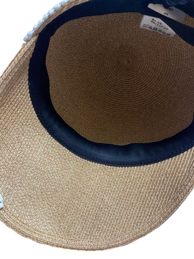 Athena New York IVORY フラワーレースキャップ　麦わら帽子