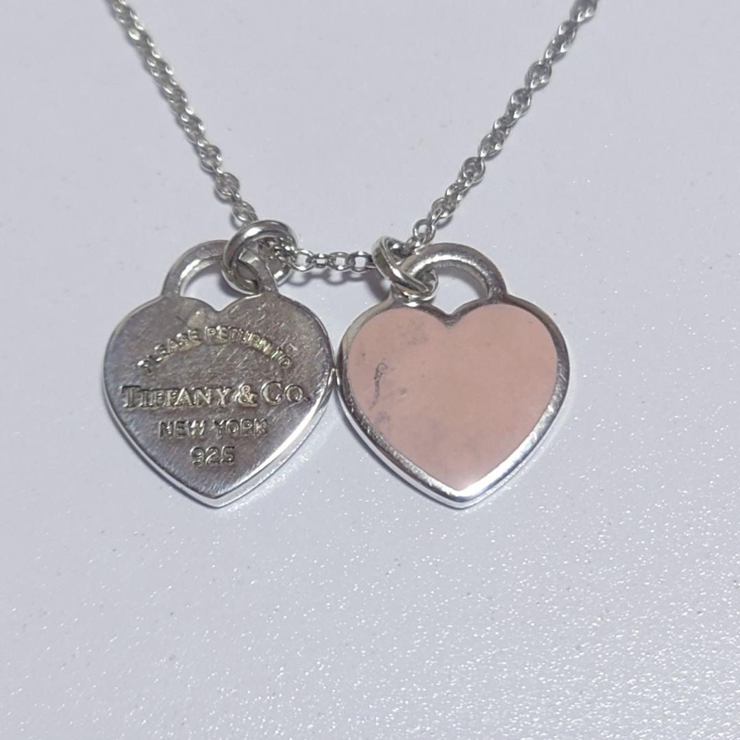 美品 ティファニー ネックレス リターントゥハート ピンクハート ダブル 925