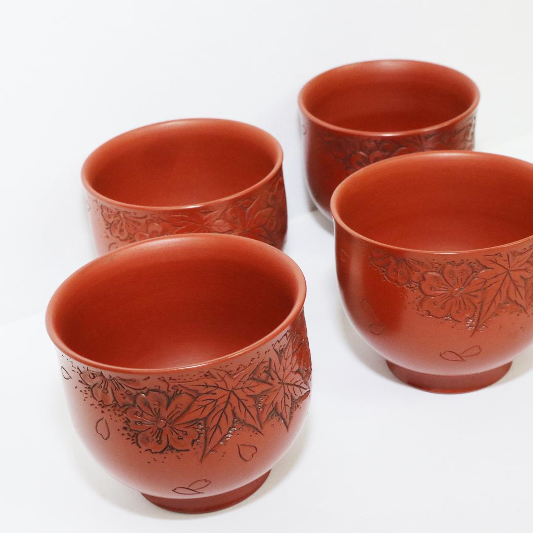 常滑焼　煎茶器5客 山田宝生 紅葉 陶歴 共箱