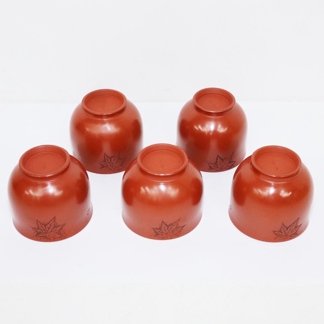 常滑焼　煎茶器5客 山田宝生 紅葉 陶歴 共箱