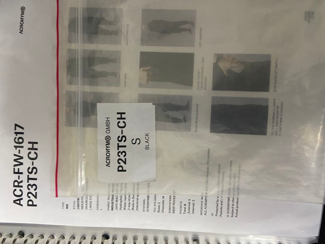 ACRONYM P23TS-CH Sサイズ ブラック