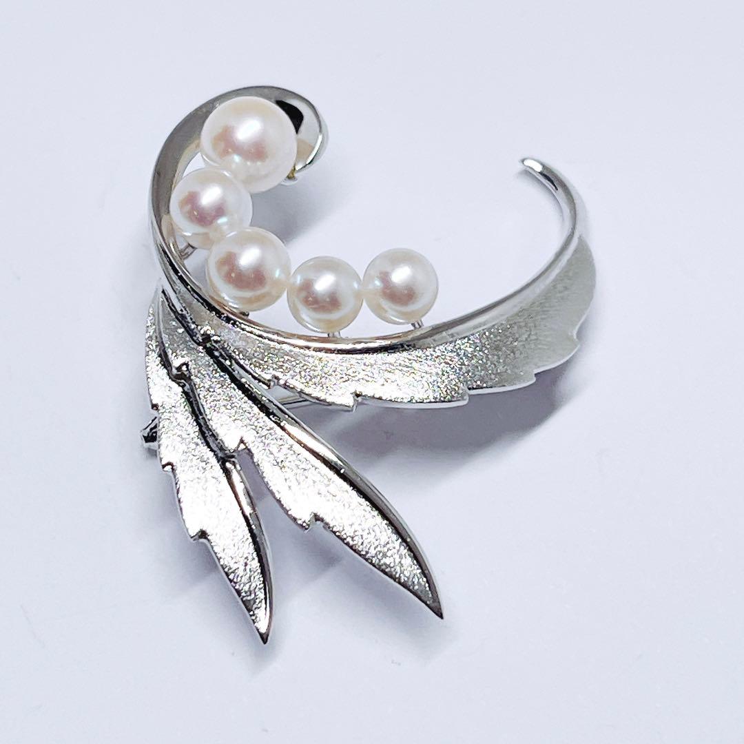 【未使用品】✨MIKIMOTO ミキモト パール　ブローチ　リーフ　羽