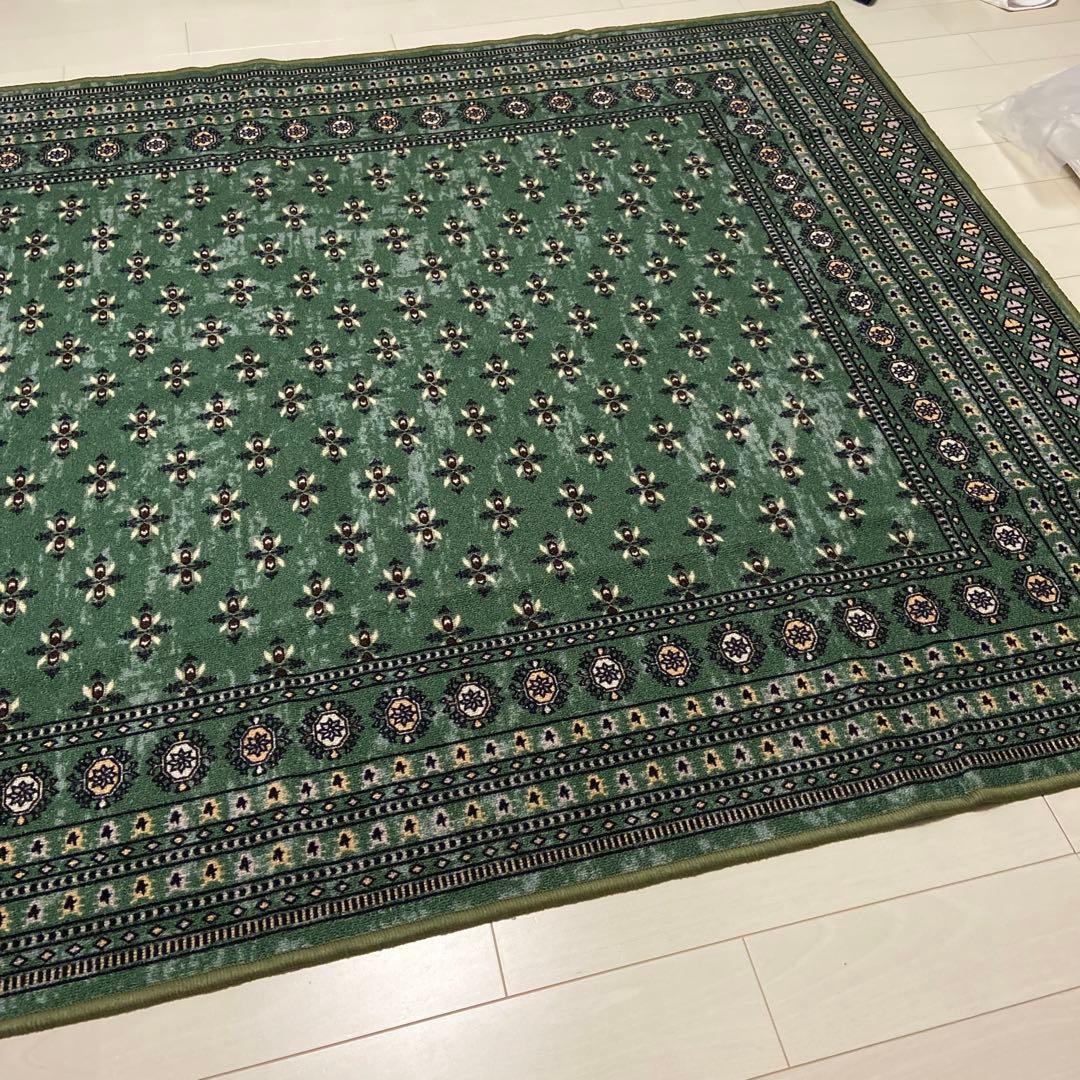 TOCOLIFE ヴィンテージ調ラグ　グリーン140×200 洗える