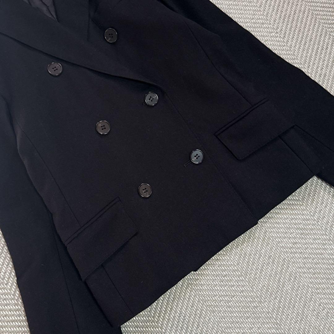 美品 ロロピアーナ カシミヤ混 ウール ダブルテーラードジャケット 黒 M