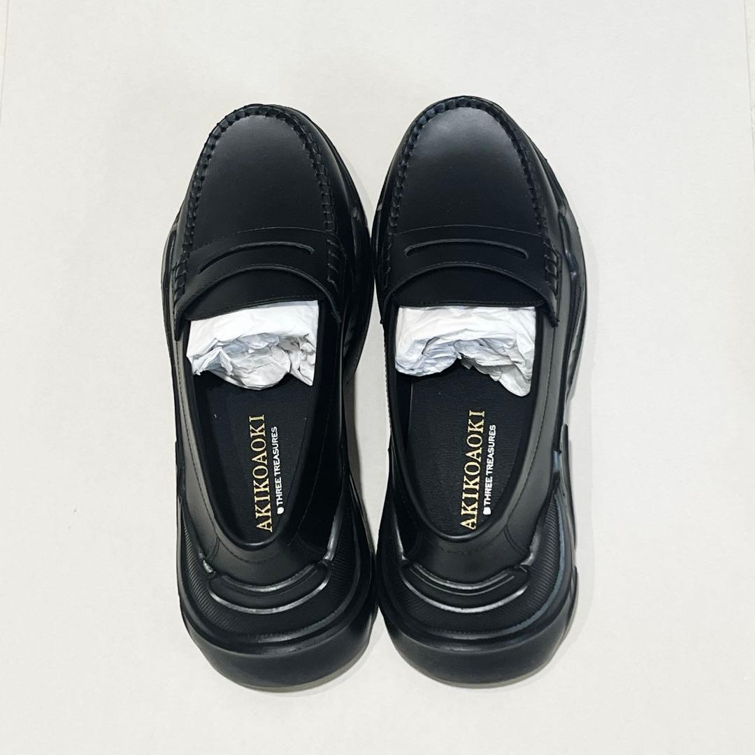 AKIKOAOKI ブラックローファー厚底　本革　38