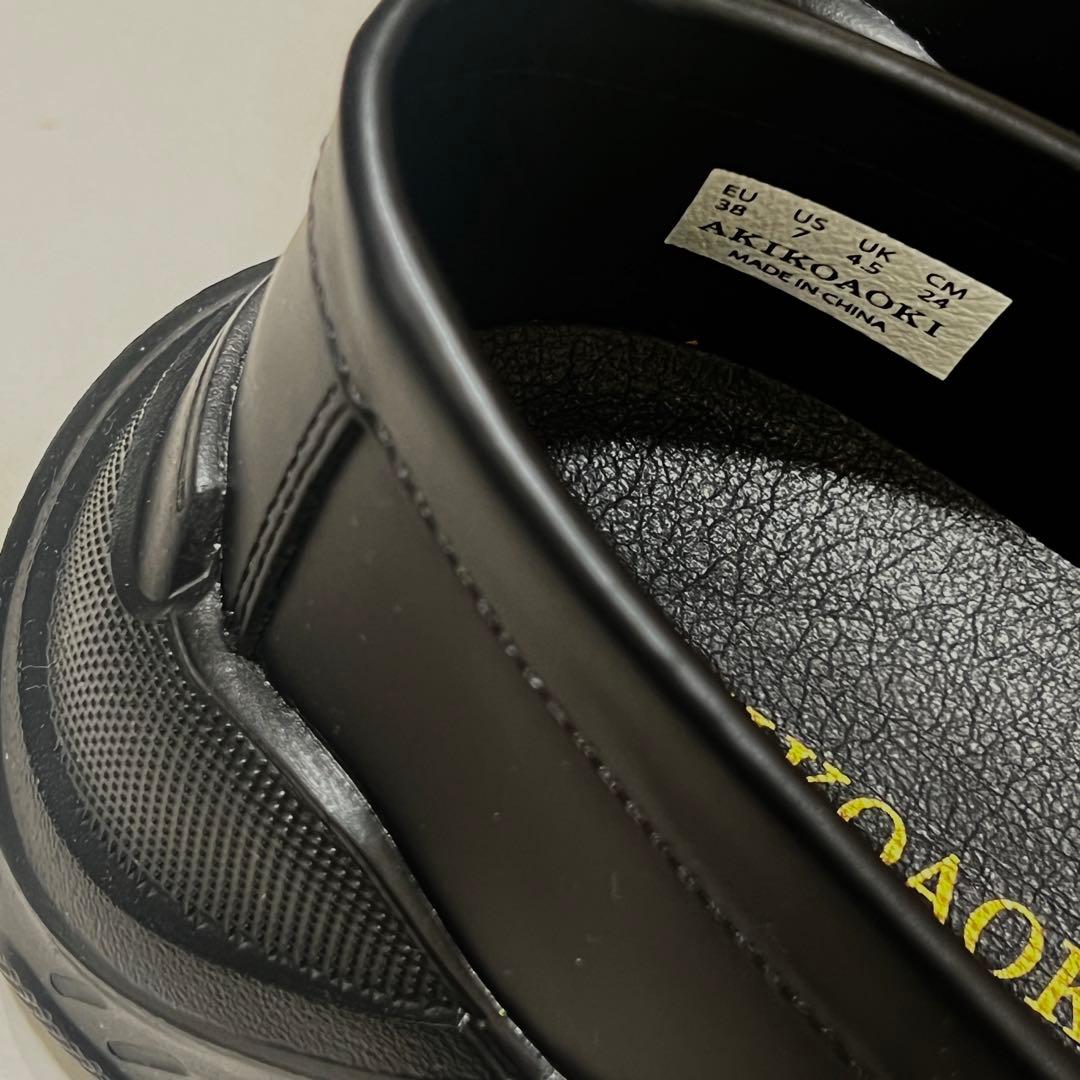 AKIKOAOKI ブラックローファー厚底　本革　38