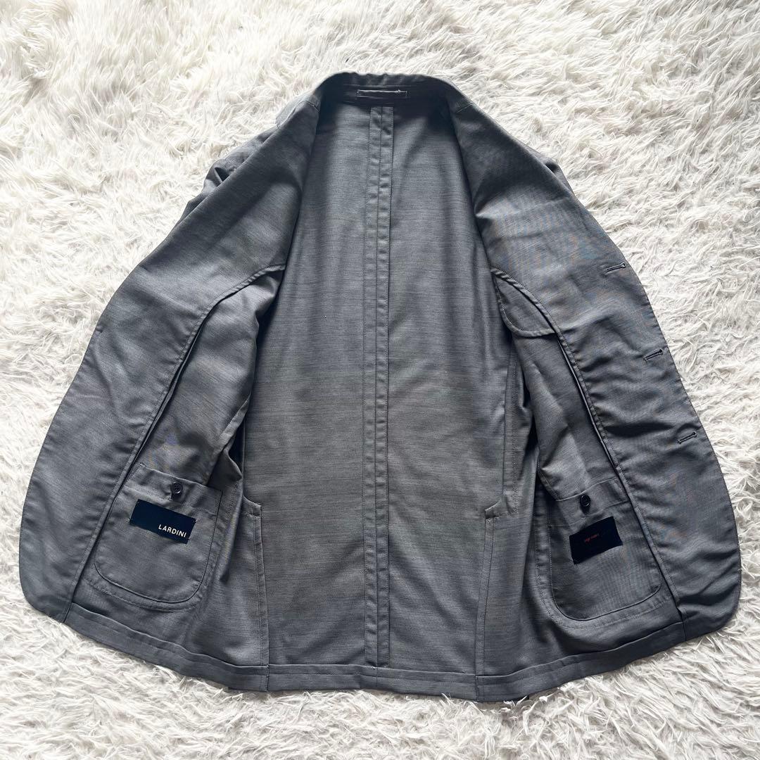 <美品>LARDINI easy wear 新ロゴ グレー ウールジャケット44
