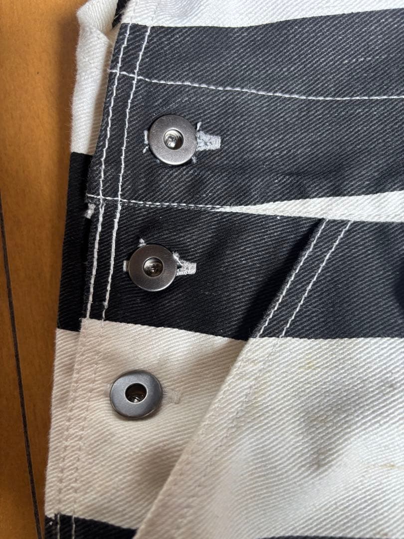 FST オーバーオール 3XL ボーダー白黒 囚人 PW プリズナーパンツ