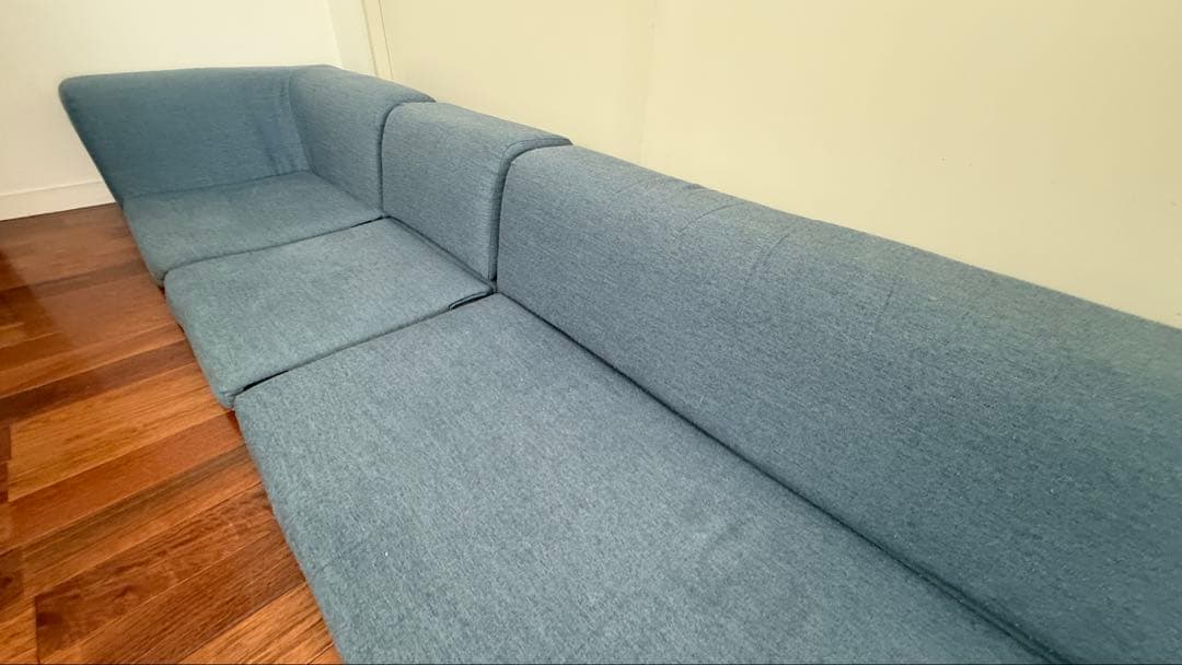 ニトリ　ポケット付きロータイプコーナーソファ3点セット (布 NV)