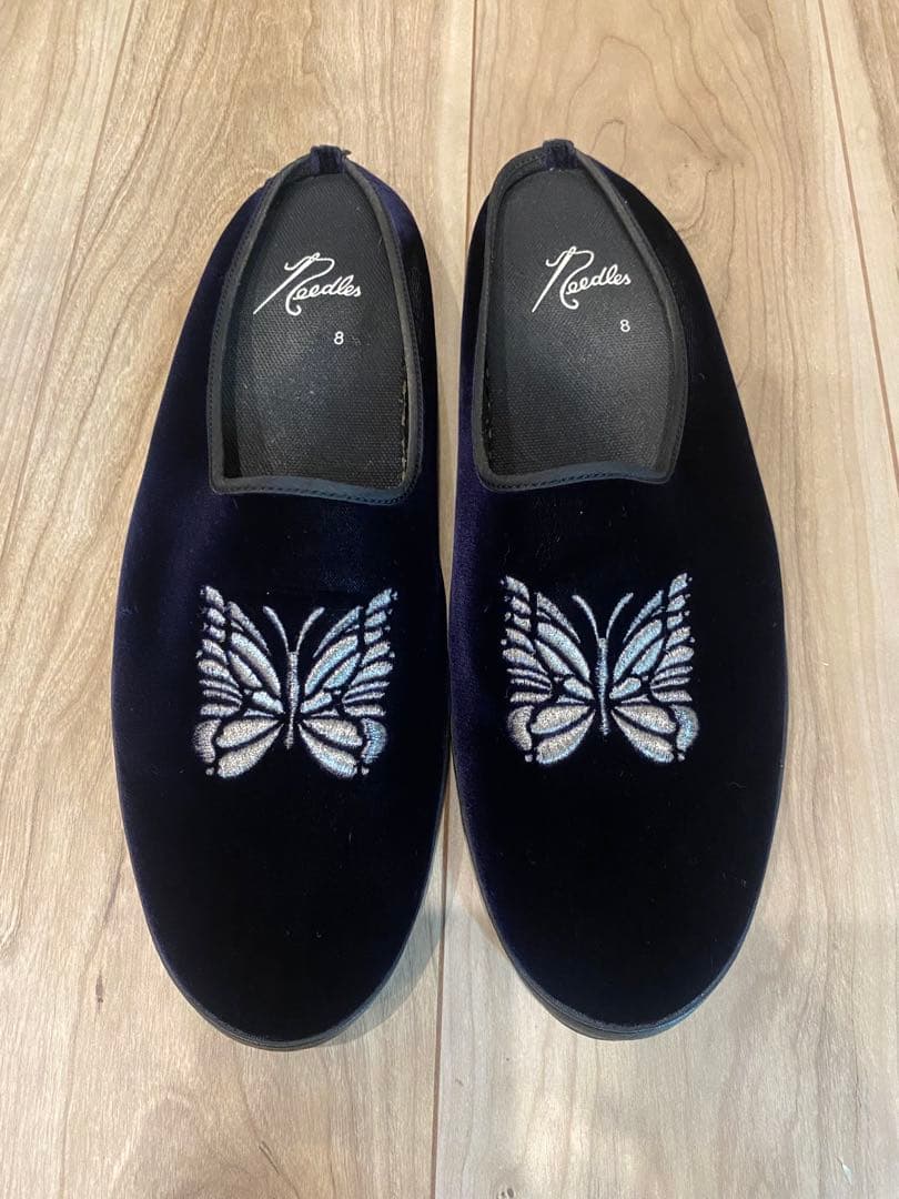 Needles ベルベットミュール ネイビー 8